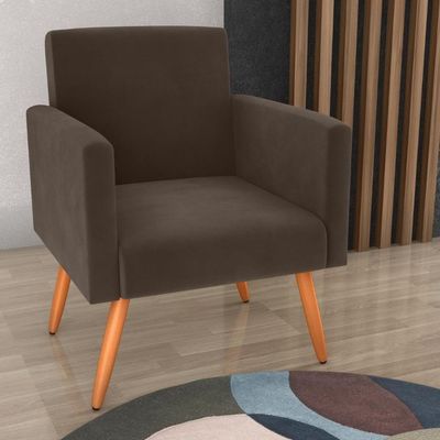 Poltrona Para Decoração Belém Veludo Marrom