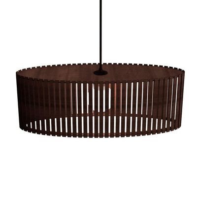 Luminária Pendente Zepelim Modelo Ripado Marrom