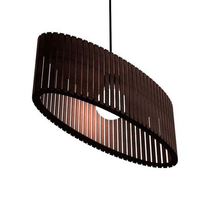 Luminária Pendente Zepelim Modelo Ripado Marrom