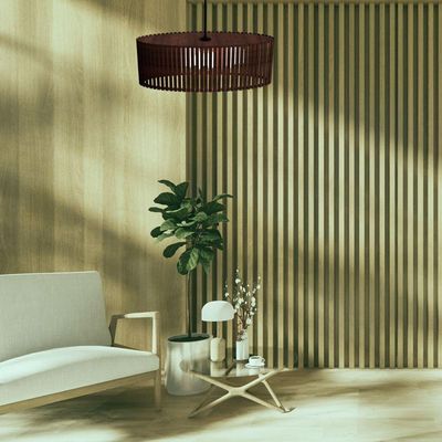 Luminária Pendente Zepelim Modelo Ripado Marrom