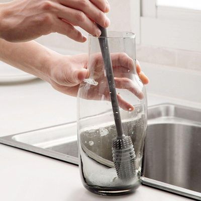 Escova Para Lavar Garrafa Copos Mamadeira Taças De Silicone