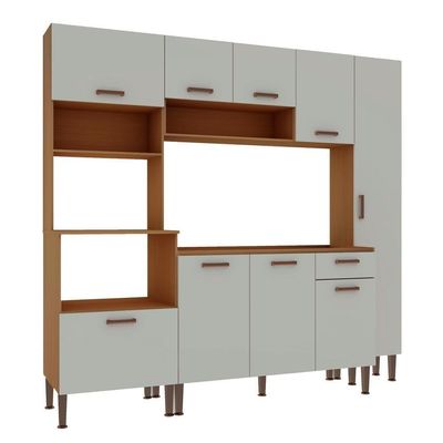 Armário De Cozinha Completo Genialflex Essência Freijo White Laca