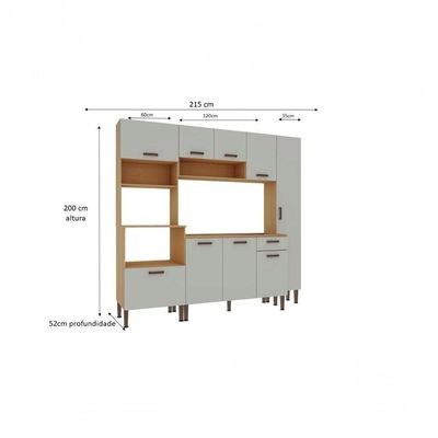 Armário De Cozinha Completo Genialflex Essência Freijo White Laca