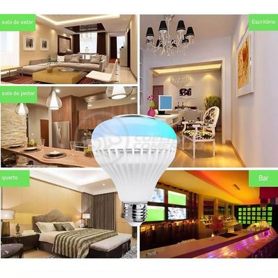 Lâmpada Led 12W E27 Rgb Colorida Com Caixa De Som