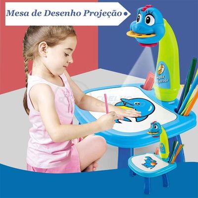 Projetor Para Desenho Infantil Mesa Pintura Galinha Azul
