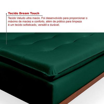 Sofá Cama Reclinável Santorini Veludo Confortável Base De Madeira Verde 181