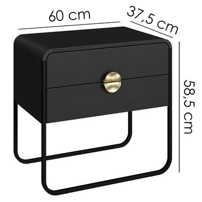 Kit 02 Mesas De Cabeceira 2 Gavetas Organica 60 Cm 28062 Artesano Nero Preto