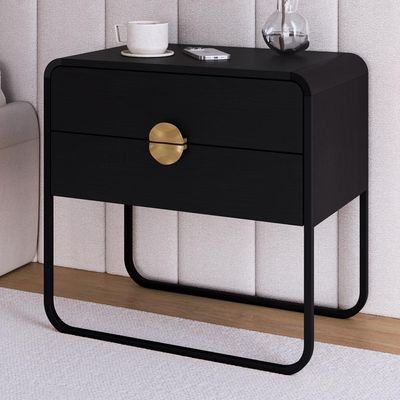 Kit 02 Mesas De Cabeceira 2 Gavetas Organica 60 Cm 28062 Artesano Nero Preto