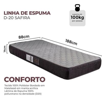Colchão De Espuma D20 Safira Diversos Tamanho Colchomax 88x188cm
