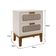Mesa De Cabeceira Quarto Base Madeira 2 Gavetas 45 Cm Tela Indiana Santorini Off White