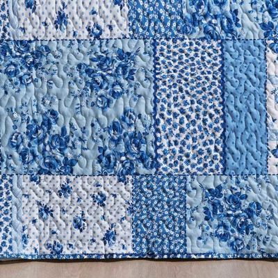 Colcha Estampada Dupla Face Bouti Queen 03 Peças - Azul Sereno