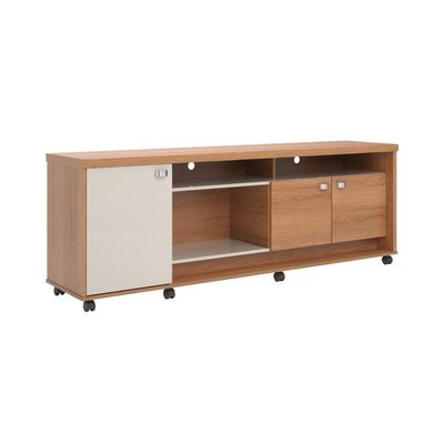 Bancada Dallas Suporte Para Tvs C/ 3 Portas E Nichos - Jequitiba/off White Perolizado