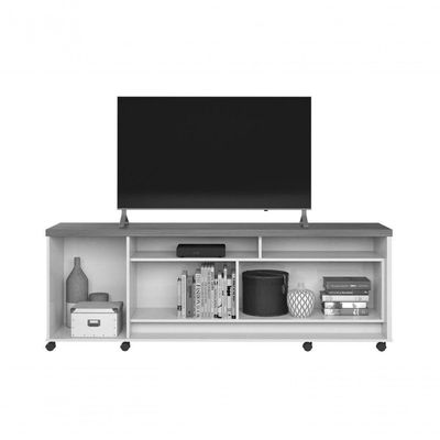 Bancada Dallas Suporte Para Tvs C/ 3 Portas E Nichos - Jequitiba/off White Perolizado