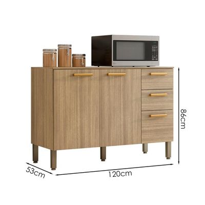 Balcao Com Tampo 3 Portas 2 Gavetas 120 Cm Urbane Ktp Freijo