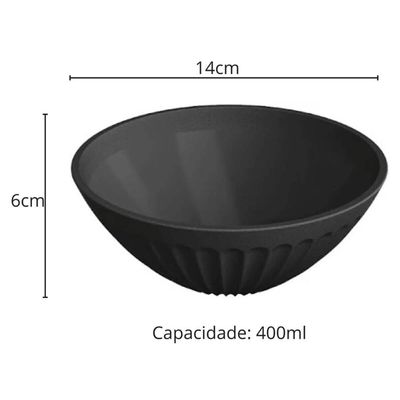 Kit 6 Cumbucas Plásticas 400ml Pretas Bowls Tigelas Uz Sobremesa Sorvete Cereais
