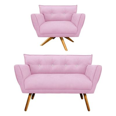 Kit 1 Namoradeira e 1 Poltrona Giratória Anitta Rosa Bebê