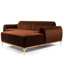 Sofá 3 Lugares com Chaise Base de Madeira Euro 245 Cm Telha