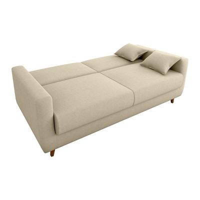 Sofá Cama Premium 3 Lugares 1,90 Larg Emilia Matrix Suede Bege