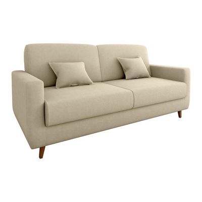 Sofá Cama Premium 3 Lugares 1,90 Larg Emilia Matrix Suede Bege