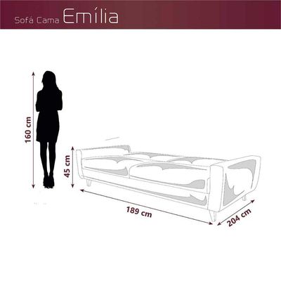 Sofá Cama Premium 3 Lugares 1,90 Larg Emilia Matrix Suede Bege