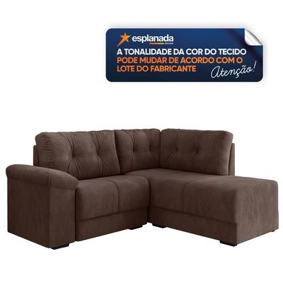Sofá De Canto 5 Lugares Apolo Veludo Selmer Marrom