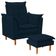 Poltrona De Amamentação Com Puff Quarto De Bebê Anny Suede Azul Marinho