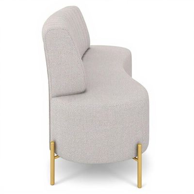 Sofá 2 Lugares 160cm Pés Aço Dourado Tamar Linho Areia Z08 - Mpozenato