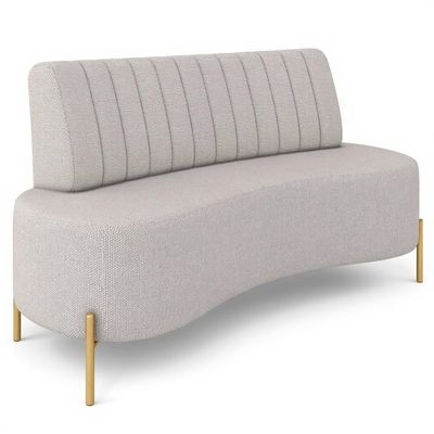 Sofá 2 Lugares 160cm Pés Aço Dourado Tamar Linho Areia Z08 - Mpozenato