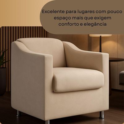 Poltrona Cadeira Sala Recepção Clinicas Auditórios Compacta Astra Cor Bege
