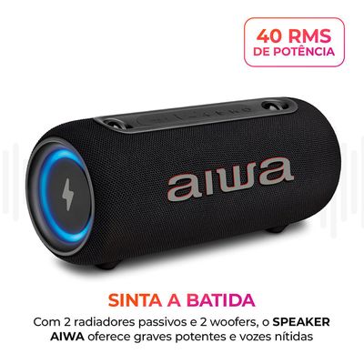 Caixa de Som Speaker AIWA SP-04-LB 40W Bluetooth IPX5 Bivolt