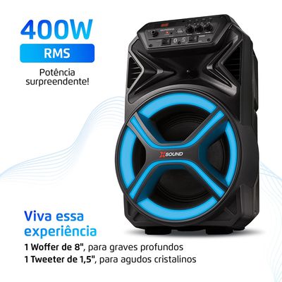 Caixa Amplificada Mondial Preto 400W RMS Bivolt - CM-400-L Bivolt