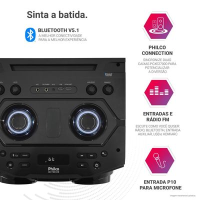 Caixa de Som Amplificada Philco Woofer Duplo 12"  PCXE27000 Bivolt