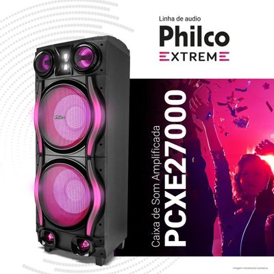 Caixa de Som Amplificada Philco Woofer Duplo 12"  PCXE27000 Bivolt