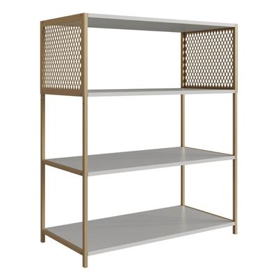 Estante Industrial Média Telada 77X38X94cm Arenas Dourado MDP P1024 Placa e Ponto