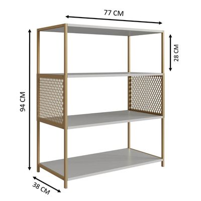 Estante Industrial Média Telada 77X38X94cm Arenas Dourado MDP P1024 Placa e Ponto