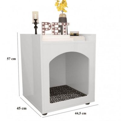 Mesa Cabeceira Casinha De Cachorro-gato Pet Off White-freijó