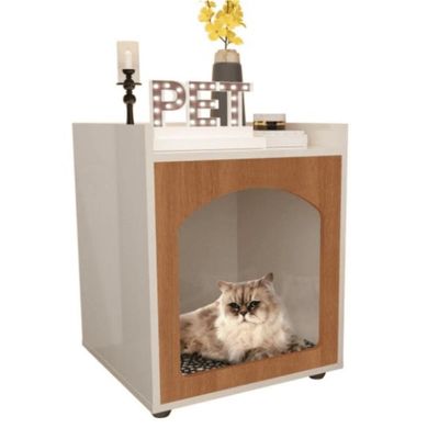 Mesa Cabeceira Casinha De Cachorro-gato Pet Off White-freijó