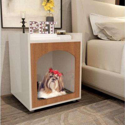 Mesa Cabeceira Casinha De Cachorro-gato Pet Off White-freijó