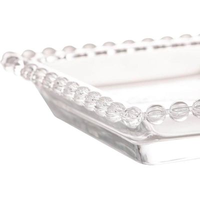 Petisqueira Cristal Wolff Pearl 3 Divisórias 30x13cm Incolor Petisco Relevo Mesa Posta