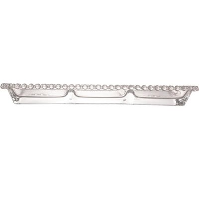 Petisqueira Cristal Wolff Pearl 3 Divisórias 30x13cm Incolor Petisco Relevo Mesa Posta