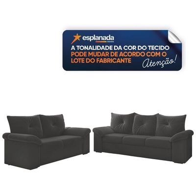 Conjunto De Sofá 2 E 3 Lugares Taurus Veludo Mamflex Cinza