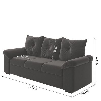 Conjunto De Sofá 2 E 3 Lugares Taurus Veludo Mamflex Cinza