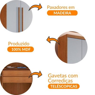 Guarda Roupa Solteiro Heros 4 Portas E 2 Gavetas Moderna Imbuia Com Grafite