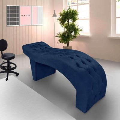 Maca Estofada Capitonê Clínica Salão Estética Suede Eduarda Cor:azul Marinho