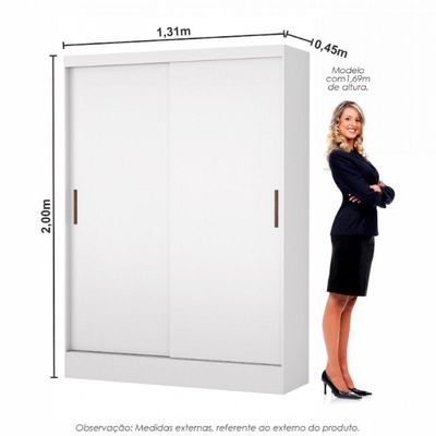 Guarda-roupa Belem 2 Portas De Correr 2 Gavetas Branco