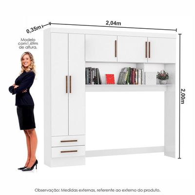 Guarda Roupa Modulado Paris 5 Portas 2 Gavetas Branco