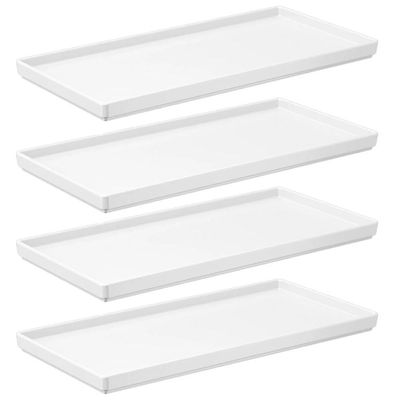 Kit 4 Pratos Retangulares Branco Servir Petiscos 27x13cm Comidas Japonesa Bandejas Decorativa Uno