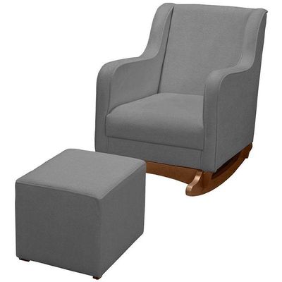 Poltrona Amamentação Aquila Plus Com Puff Boucle Cinza - Fratello