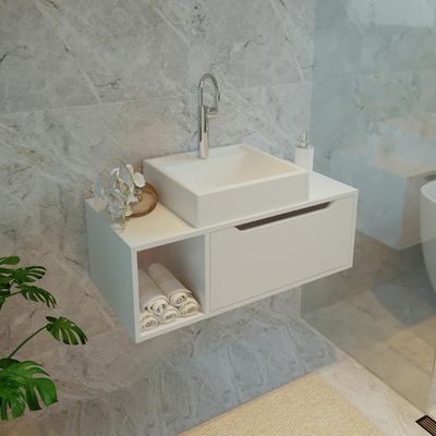 Balcão Para Banheiro Com 1 Porta Sem Cuba Bn3644 Branco Tecnomobili