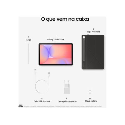 Tablet Samsung Galaxy Tab S10 Lite 128GB WiFi - Cinza, com Caneta S Pen e Capa, RAM 6GB, Tela 10.9"
